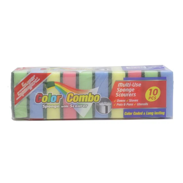 Super Spongex Colour Combo Sponge With Scrubber 10 Pcs