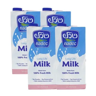 نادك حليب UHT منزوع الدسم، 4x1 لتر