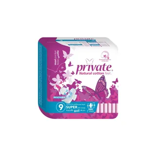 Private Super Pads with Wings 9 Pieces
