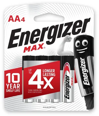 Energizer Max Alkaline AA Batteries, 4 Pieces