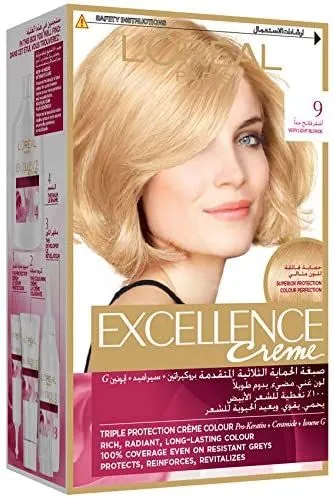 لوريال Excellence Triple Care Hair Color Cream Very Light Blonde 9, 1 Pack