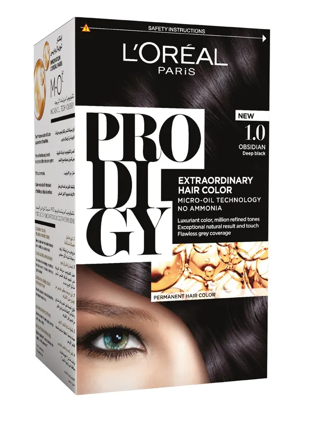L'Oreal Prodigy Permanent Oil Hair Color Black 1.0, 1 Pack