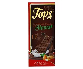 توبس ستيفيا شوغر فري ميلك شوكولاته ويذ ألمندز 60 g