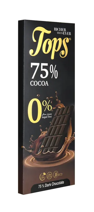 توبس دارك شوكولاته كاكاو 75% شوغر فري 60g