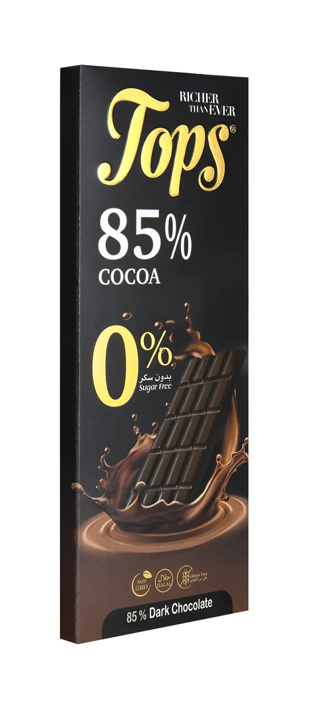توبس كاكاو 85% شوغر فري دارك شوكولاته، 60g