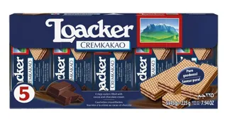 Loacker Cremkakao Cocoa & Chocolate Cream Wafer, 5x45g