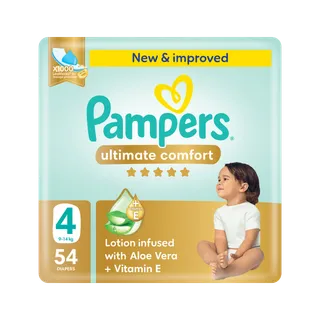 Pampers Ultimate Comfort Taped Baby Diapers, Size 4, 9-14kg, 54 Pieces
