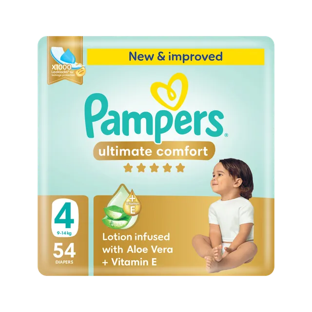 Pampers Ultimate Comfort Taped Baby Diapers, Size 4, 9-14kg, 54 Pieces