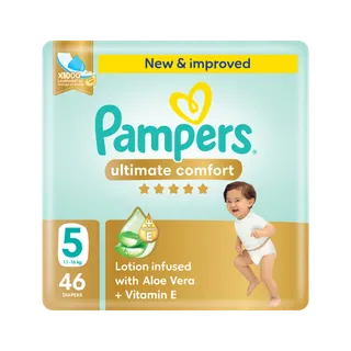 Pampers Ultimate Comfort Taped Baby Diapers, Size 5, 11-16kg, 46 Pieces