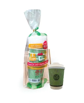 أثر كوب مزدوج الجدران مع غطاء ومحرك 8oz 6pcs