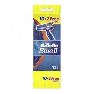 Gillette Blue II Plus Easy Grip Razors with Chromium Coating, 12 Pieces