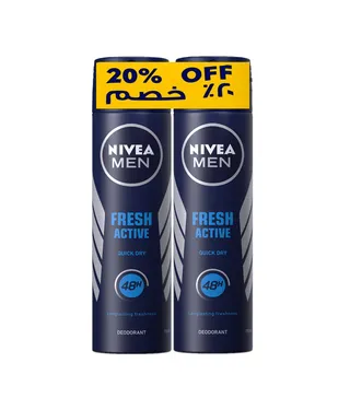 Nivea Men Fresh Active Quick Dry '@ 20% Off 2 pcs x 150 ml