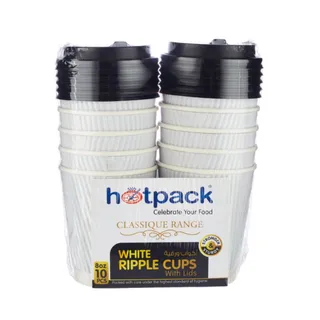 هوت باك كوب ورقي مضلع مع غطاء 8oz 10 قطع