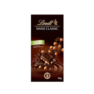ليندت سويس كلاسيك شوكولاتة داكنة مع بندق محمص, 100g