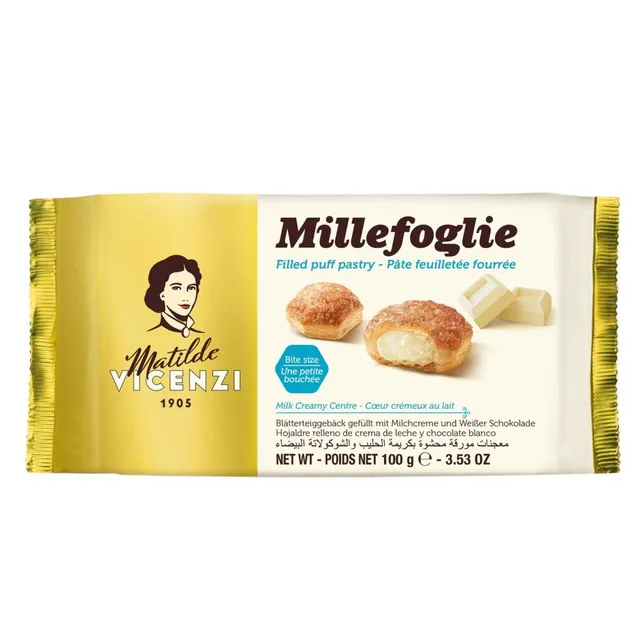 Matilde Vicenzi Puff Pastry Filled with Cream & White Chocolate, 100g