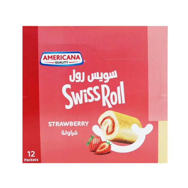 أمريكانا ميني سويسرول كيك فراولة، 12×55جم