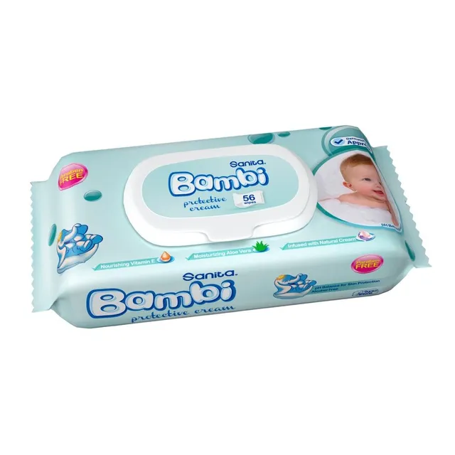 Sanita Bambi Aqua Clean Baby Wipes, 56 Pieces
