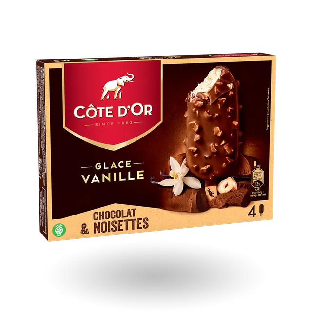 Cote D'Or Vanilla Ice Cream Chocolate & Hazelnut Bar Multipack 360 ml