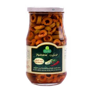 Halwani Bros Sliced Green Olives With Chili Olive Oil 650 g