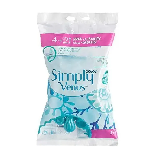 Gillette Simply Venus 2 Disposable Razors, 4+2 Pieces