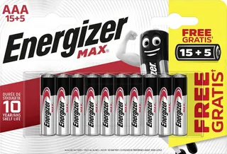 Energizer AAA Max Alkaline Batteries, 20 Pieces