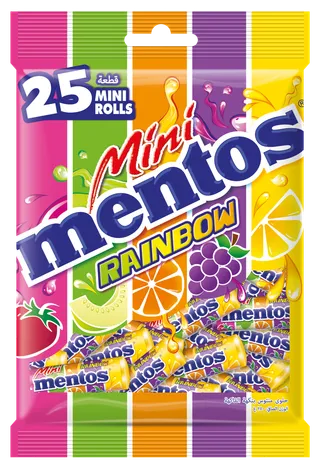 Mentos Rainbow Mini Rolls Bag 25 Count, 120g