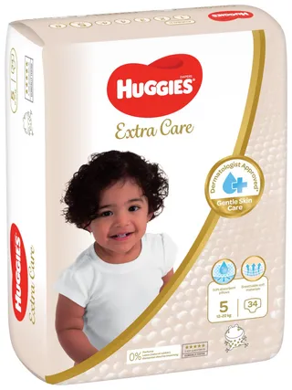 Huggies Extra Care Diapers Size 5 From 12-22 kg, 34 Pieces
