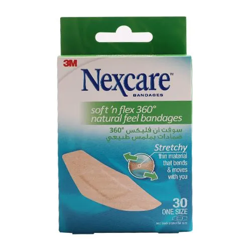 Nexcare Soft 'n Flex 360 Degree Stretchy Bandages (28x76mm), 30 Pieces