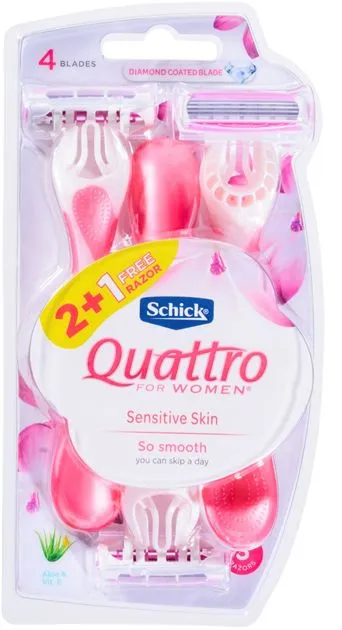 Intuition Quattro Disposable Razors for Women, 2+1 Pack