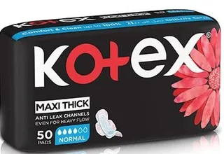 Kotex Maxi Protect Normal Pads with Wings, 50 Pieces