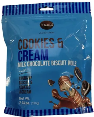 Melly's Cookies And Cream Milk Chocolate Biscuit Roll 220 g