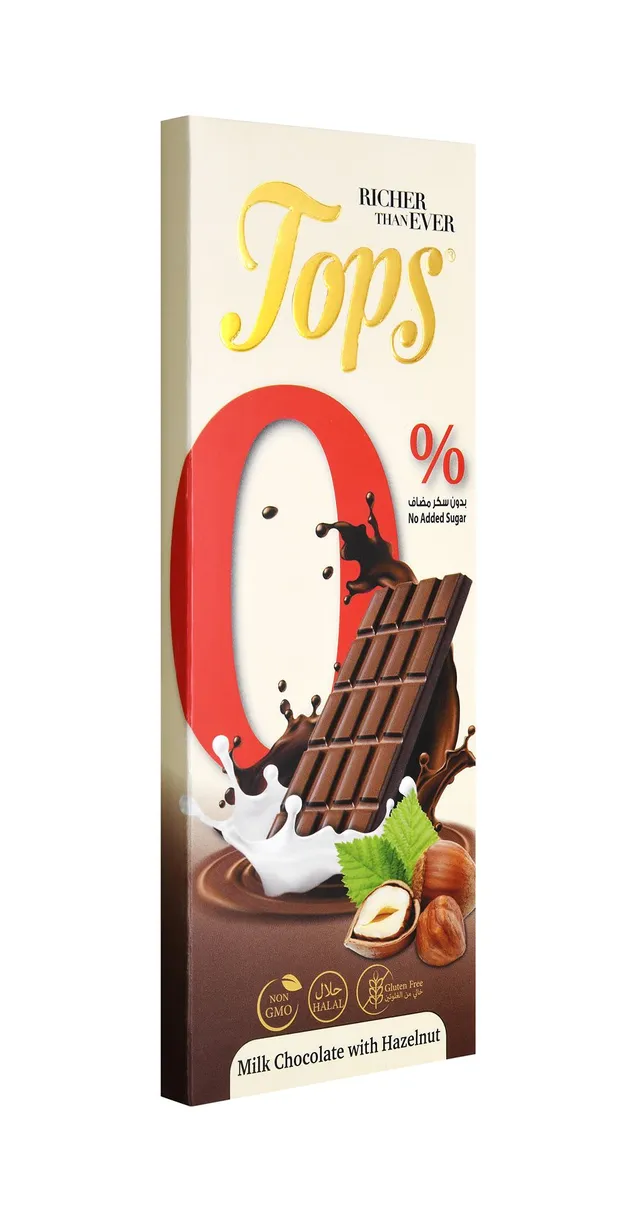 توبس شوغر فري ميلك شوكولاته ويذ هازلناتس 60 g