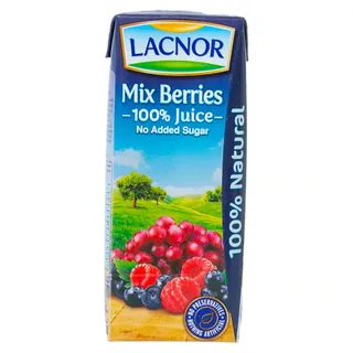 Lacnor 100% Mix Berries Juice No Added Sugar, 180 ml