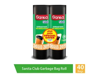 Sanita Club Biodegradable Garbage Bags, 2x30 Gallons, 20 Bags