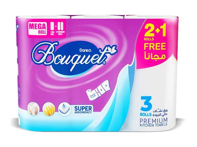 Sanita Bouquet Kitchen Towel 180 Sheets 3 Rolls