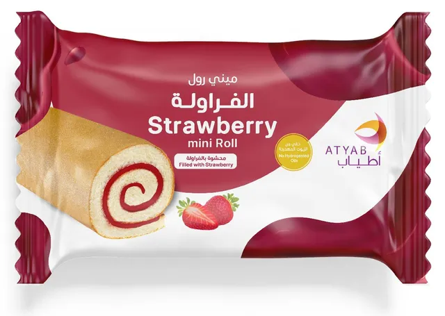 Atyab Mini Strawberry Roll, 50g