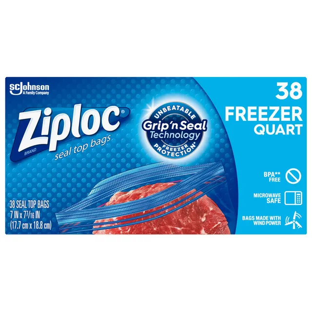 Ziploc Quart Freezer Bags Medium 38 Pieces