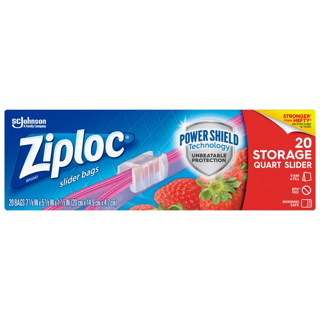 Ziploc Quart Storage Slider Bags 20 Bags