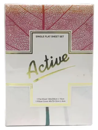 Active Printed Single Flat Bedsheet Set, 2 Pieces