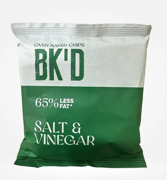 Bk'D 65% Less Fat Salt & Vinegar Oven Baked Chips, 34g