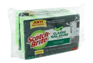 Scotch-Brite Antibacterial Green Heavy Duty Sponge Scourers, 4 Pieces