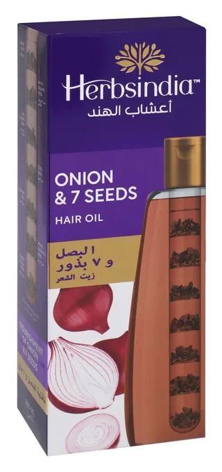 Herbsindia Strenthening & Lengthening Onion & 7 Seed Hail Oil - parabens free, silicones free, sulphates free, 280ml