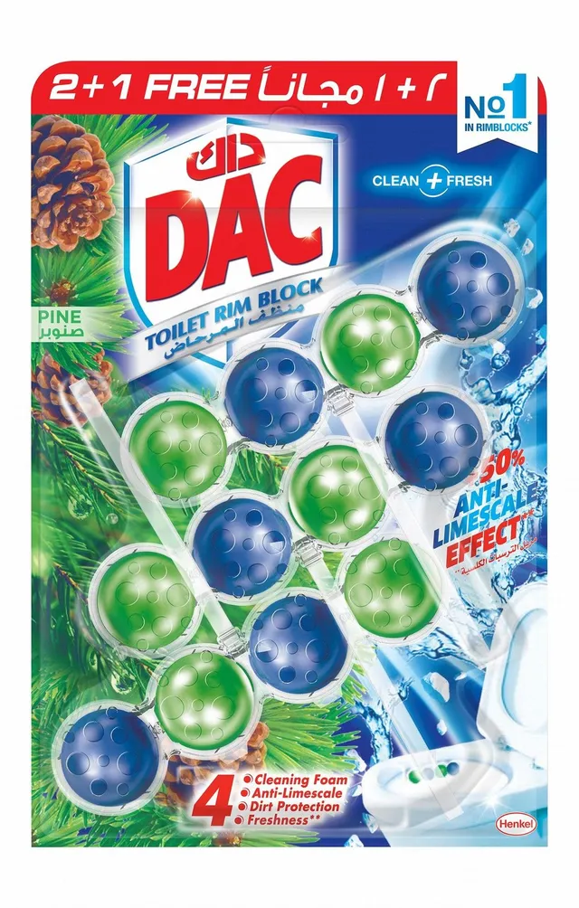 Dac Toilet Cleaner Rim Block Pine, 3x50g