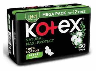 Kotex Maxi Pads Natural Super 38 + 12 Free