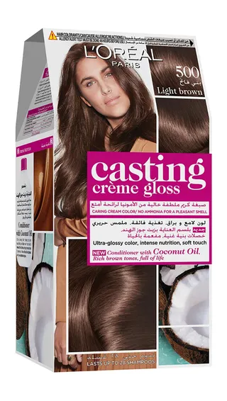 لوريال Casting Creme Gloss Hair Dye with Coconut Oil Conditioner Light Brown 500, 1 Pack