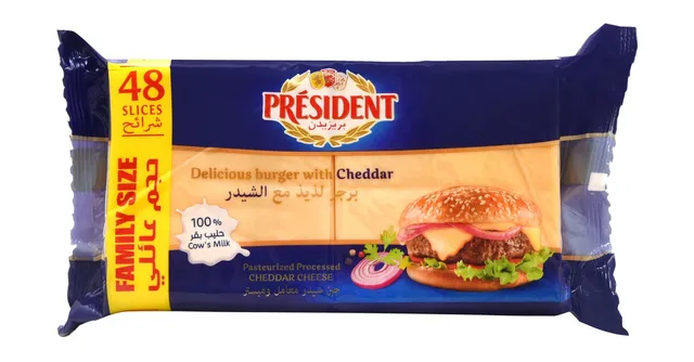 President Burger Cheddar Cheese Slices Value Pack 48 pcs 800 g