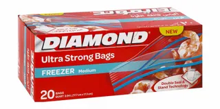 Diamond Freezer Zipper Bags Medium, 20 Pieces