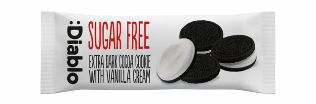 Diablo Extra Dark Sandwich Cookies with Vanilla Cream - Sugar Free, 44g