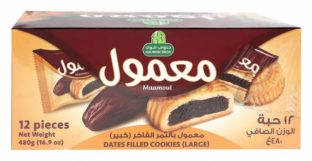 Halwani Dates Filled Cookies Large (12 Pieces) 480g