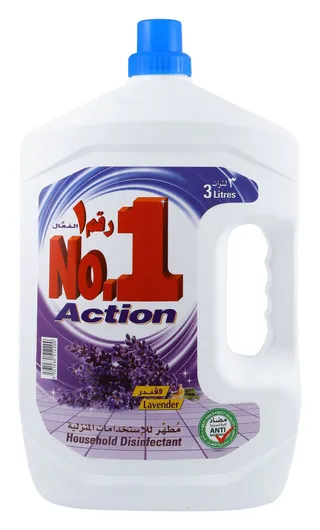 No.1 Action Antibacterial Household Disinfectant Liquid Cleaner Lavender Scent, 3L